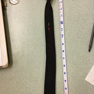 FREE SHIPPING Vintage clip on neck Tie  black gold red designs 1950s very old