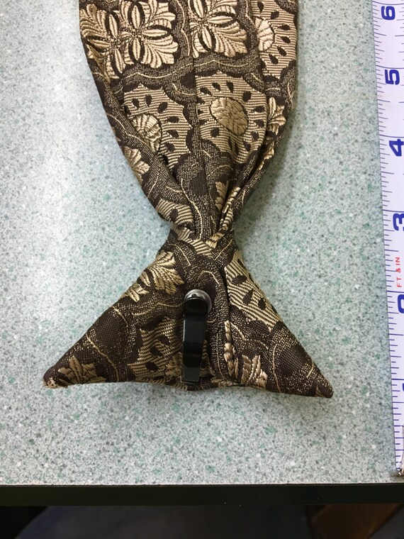 FREE SHIPPING Vintage clip on neck Tie bronze gol… - image 2