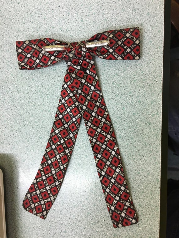 FREE SHIPPING Vintage Bow Tie Perfect Clip red wh… - image 3