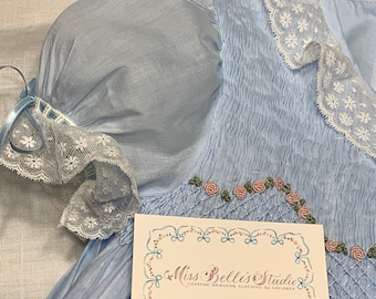 Hand-Smocked Hand-Embroidered French Construction Toddler Gown Size 3