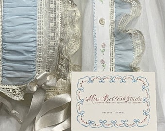 Hand-Embroidered FHS Daygown with T-Cap and Slip