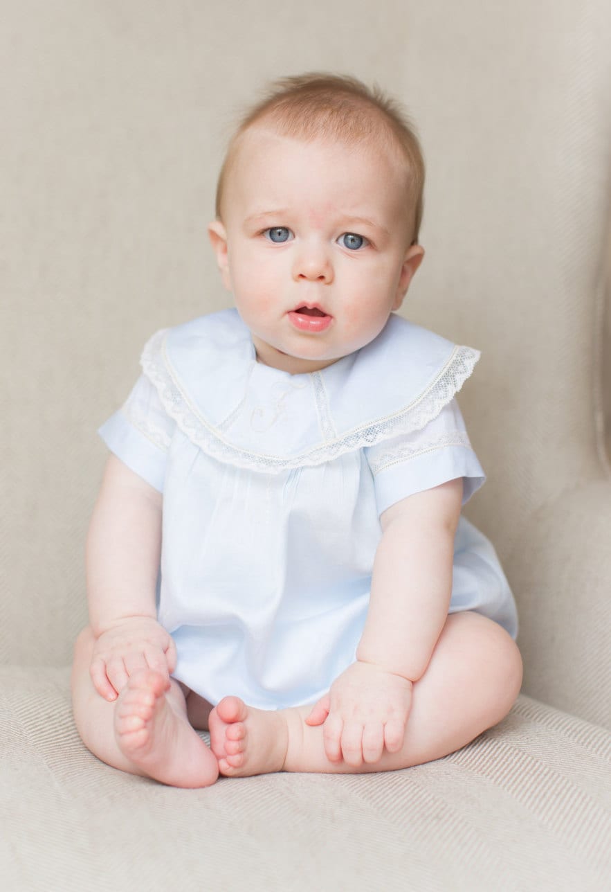 French Handsewn & Hand-Embroidered Round Collar Heirloom Bubble, Construction Techniques, Portrait Romper