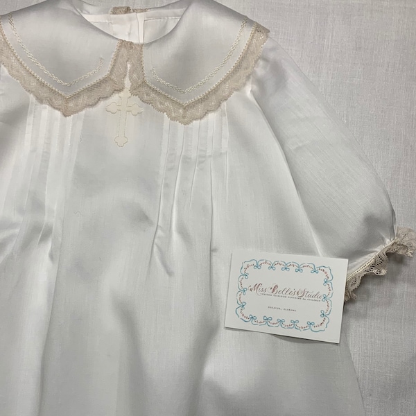 French Handsewn Baby Boy Dedication Gown with LONG Sleeve, Baptism Gown, French Construction Techniques, Hand-Embroidery and Tucks