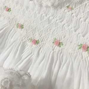 French Handsewn Fully Smocked Bodice In Swiss Batiste DayGown & Bonnet