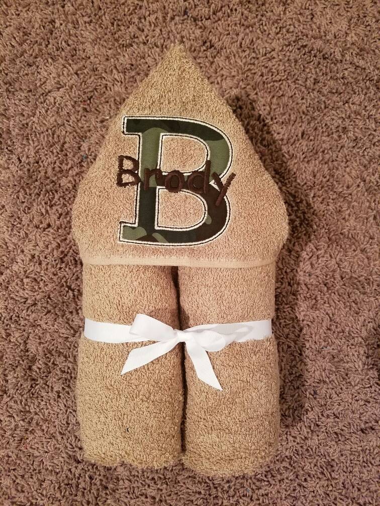 Personalized Camo Initial Hooded Towel Etsy