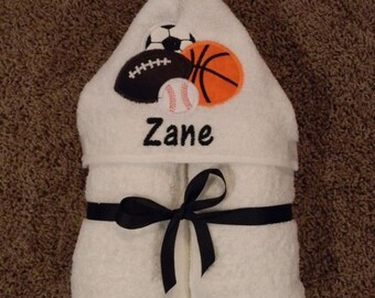 Personalized Sports Balls Hooded Towel