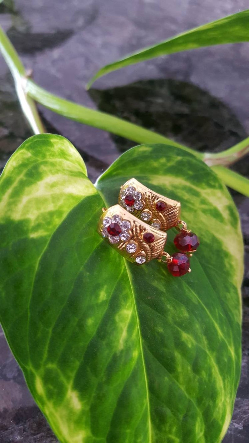 2 pcs Gold Plated Red Stone Nose Ring