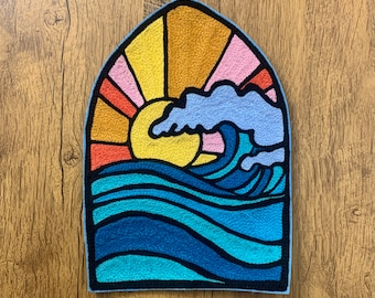 Stained Glass Ocean Custom Chainstitch Embroidered Patch