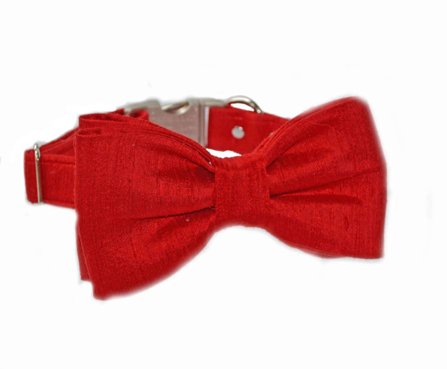 Red Bow tie Dog Collar Attachable bow collar Wedding Red Etsy