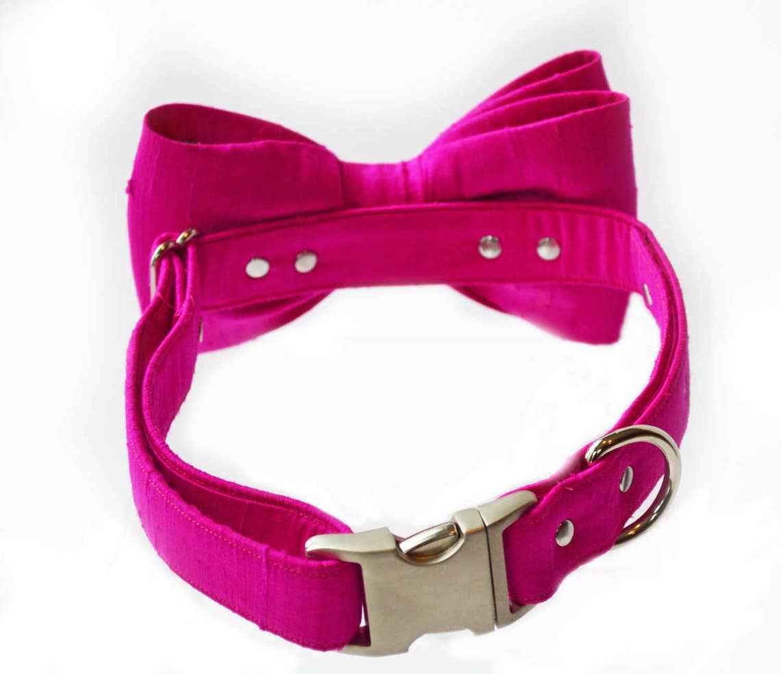 Pink Dog Bowtie Hot Pink dog bow Hot Pink Bow for Dogs Bow Etsy