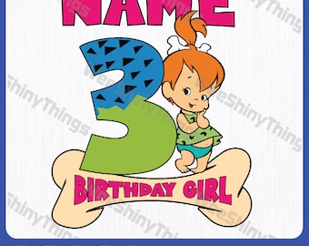 Personalized Name For Birthday Girl SVG/PNG, Custom Name Kids, The Flintstones Svg, Pebbles Flintstone Svg, Svg File, Digital Download