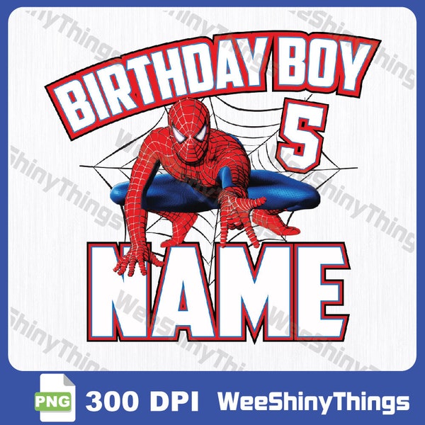 Spider 5th Birthday Boy PNG, Spider Cake Topper, It's My Birthday, Superhero Png, Spider-Man Png, 5th Birthday Boy