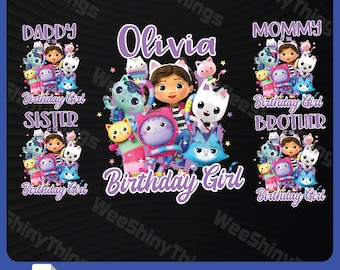 Family Gabbis Dollhouse birthday Png, Gabbi Dollhouse png, Dollhouse iron on transfer, Printable Gabbi Dollhouse party Shirt