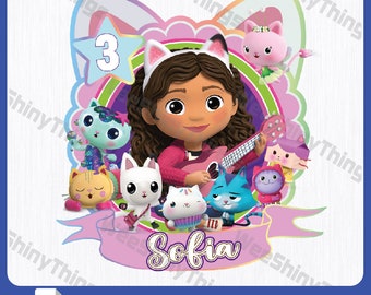 Personalized Dollhouse Birthday Girl Png , Gabbi’s Theme Party Png, Personalized Png kids, Gift Birthday Png, 3rd Birthday Png