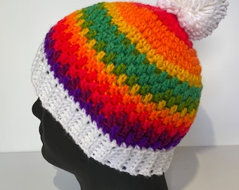Adult Pom-Pom Beanie (Crocheted)