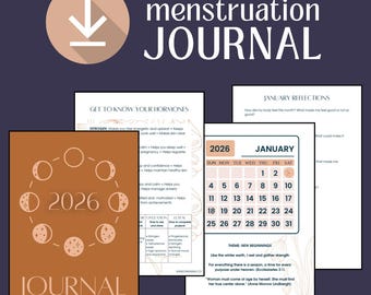 Diario menstrual 2026 / Seguimiento del ciclo, fases lunares, bienestar hormonal (Descarga en PDF)