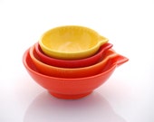 Ceramic Measuring Cup Nesting Prep Bowls Kitchen Hostess Gifts Serving Home Decor Handmade Pottery Ombre orange yellows