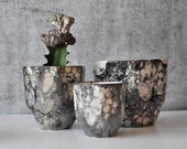 Black ceramic Faceted Planters, Modern succulent planter, Housewarming gift