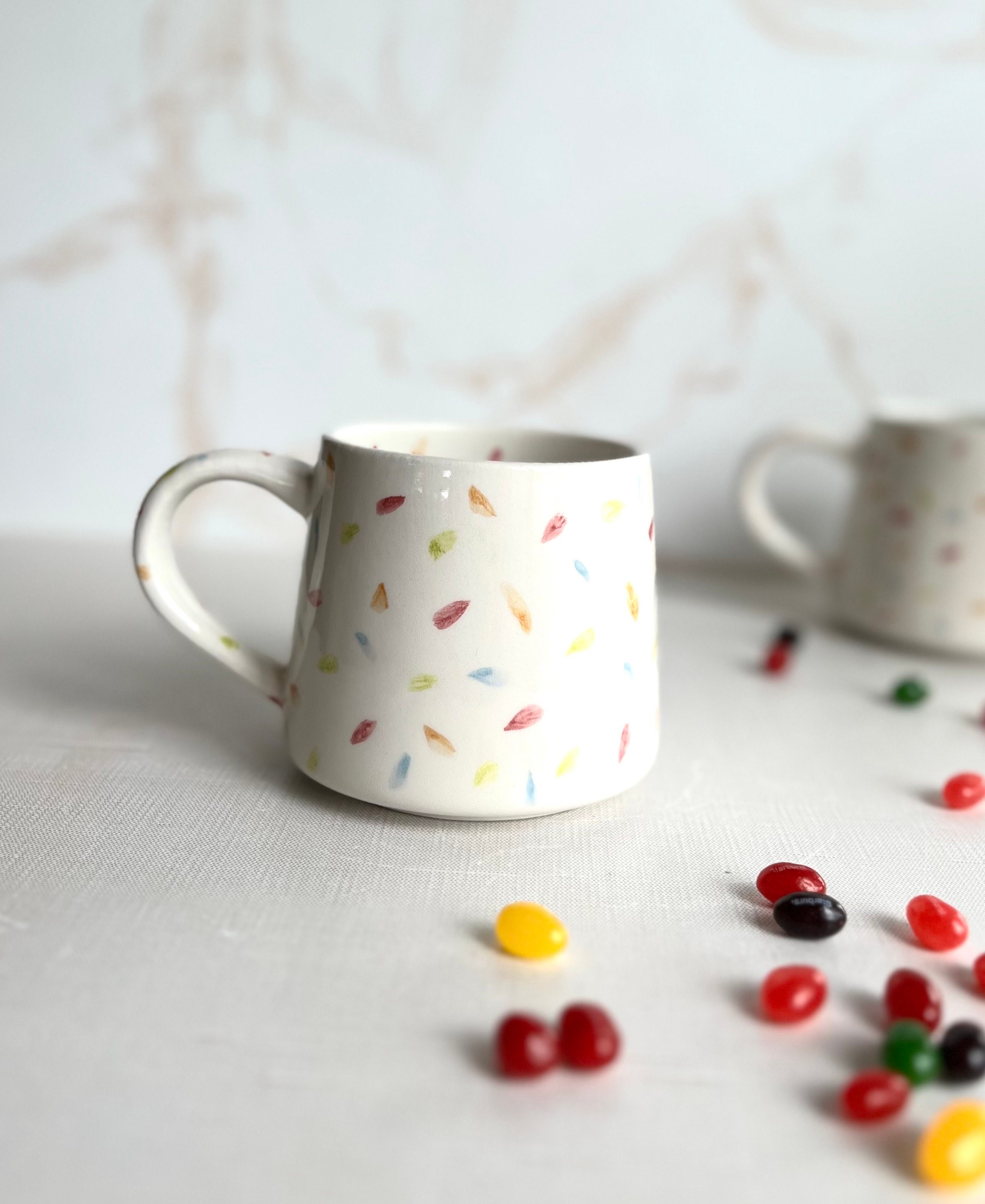 Spring Ceramic mug , L coffee mug, coffer lover gift , pastel colors