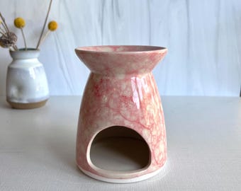 Handmade Ceramic Wax Melt Warmer, Essential Oil Warmer Home Fragrance Gift, Pink Bubble Glaze