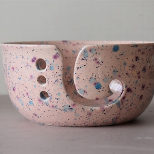 Handcrafted Ceramic Yarn Bowl: Pixie Pink Design for Knitting & Crochet Organization