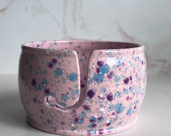 Handmade Ceramic Yarn Bowl: Pixie Pink Knitting Organizer