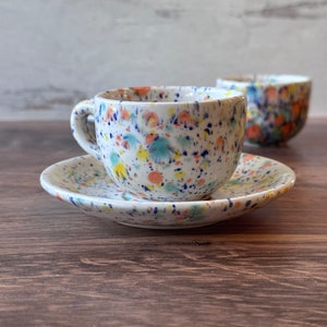 Fruity freckles Set of two espresso cups, Espresso Cup with Saucer, Ceramic Coffee Cups, Coffee Lover Gift