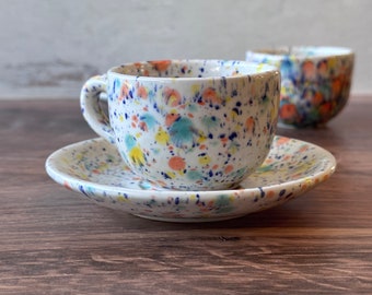 Fruity freckles Set of two espresso cups, Espresso Cup with Saucer, Ceramic Coffee Cups, Coffee Lover Gift