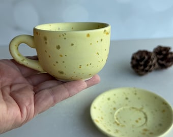 Yellow Espresso Cup Set: Ceramic Coffee Lover Gift