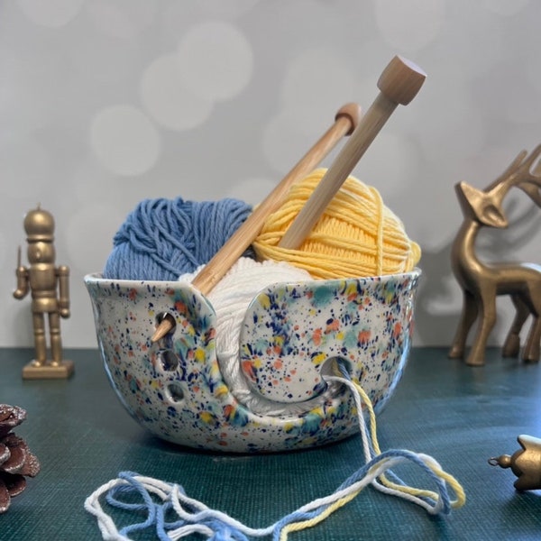 Jumbo ceramic yarn holders, large Skittles  yarn bowl for knitting, Crochet Bowls, yarn organizer, gift for knitter