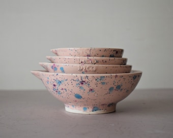 Pixie pink Measuring bowls, Kitchen Hostess Gifts, Nesting Prep Bowls