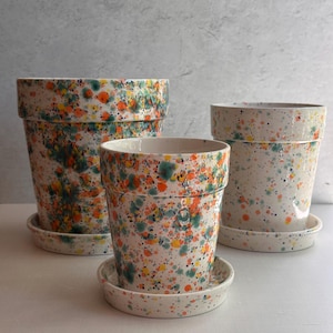 Festive Planter Pot with Saucer, Plant Pot with Drainage Hole, Modern Indoor Planter Houseplant
