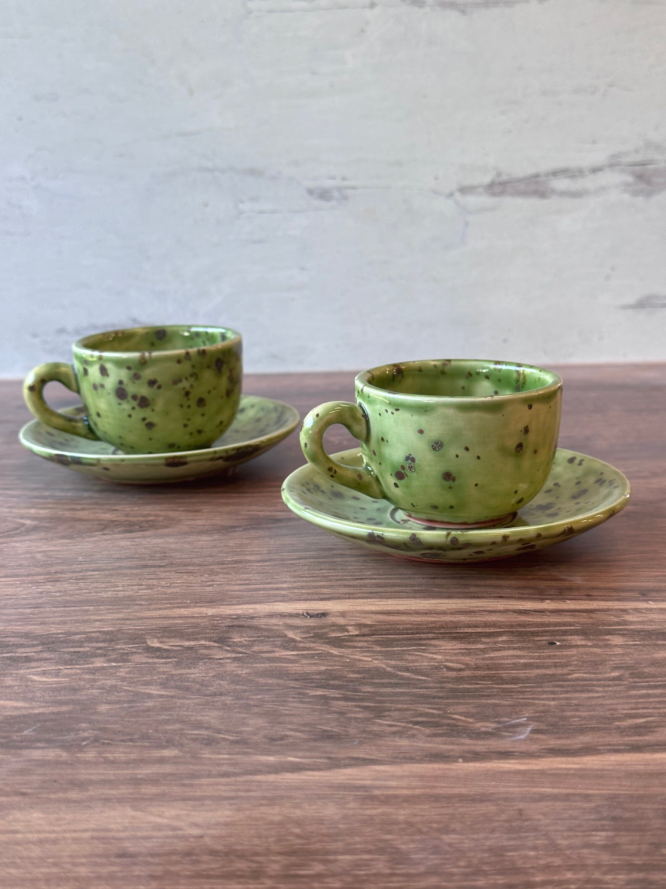 Espresso Cup and Saucer - White/green - Home All