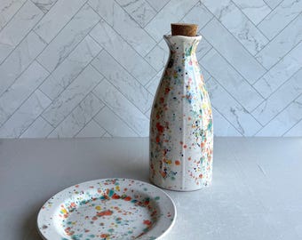 Speckled ceramic Oil Cruet & Dipping Plate – Modern Kitchen Duo