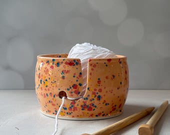 Orange Yarn bowl for Crochet, knitting Bowls, gift for knitter