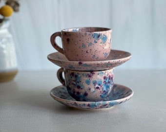 Pink Ceramic Espresso Cup Set: Fun Coffee Lover Gift