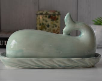 Whale Butter Dish , Ceramic butter holder, Valentines day gift