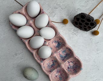 Dozen Ceramic egg crate in pink