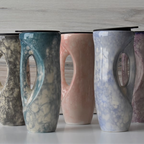 tasse de voyage en poterie, tasse de voyage à café, tasse écologique, tasse en céramique, Choisissez votre couleur, cadeau de fête des mères