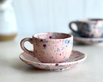 Pink Ceramic Espresso Cup Set: Fun Coffee Lover Gift