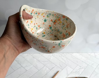 Confetti Ceramic Ramen Bowl —  22oz Colorful Pottery, Artisan Soup Noodle Dish, Housewarming Kitchen Gift
