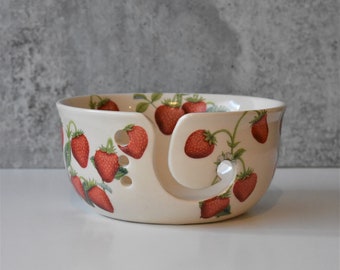 large yarn bowl , Strawberry yarn holder, mothers day gift, gift for knitter