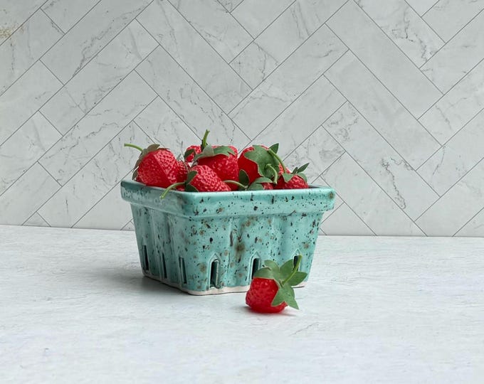 Ceramic Berry Basket: Handmade Pottery Fruit Bowl