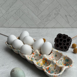 Dozen Ceramic egg crate in fruity freckels