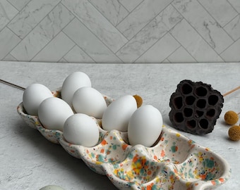 Dozen Ceramic egg crate in fruity freckels