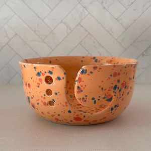 Peach Fuzz Ceramic Yarn Bowl: Large Knitting & Crochet Organizer