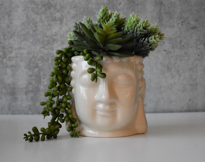 White Ceramic Buddha Planter, Buddha Plant Pot, Buddha Head Succulent Planter Etsy