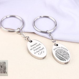 Cremation Jewelry, Handwriting Cremation keychain, Urn keychain For Ashes, Cremation keyring, Cremation Keepsake, Fingerprint urn keychain