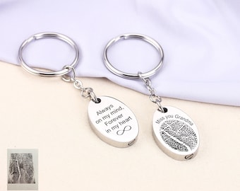 Cremation Jewelry, Handwriting Cremation keychain, Urn keychain For Ashes, Cremation keyring, Cremation Keepsake, Fingerprint urn keychain