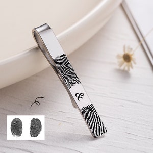 Personalisierte Krawattenklammer, Hochzeitsgeschenke, Groomsmen Geschenke, Personalisierte Krawattenklammer, Krawattenklammer, Vater Geschenk, echte Krawattenklammern mit echtem Fingerabdruck